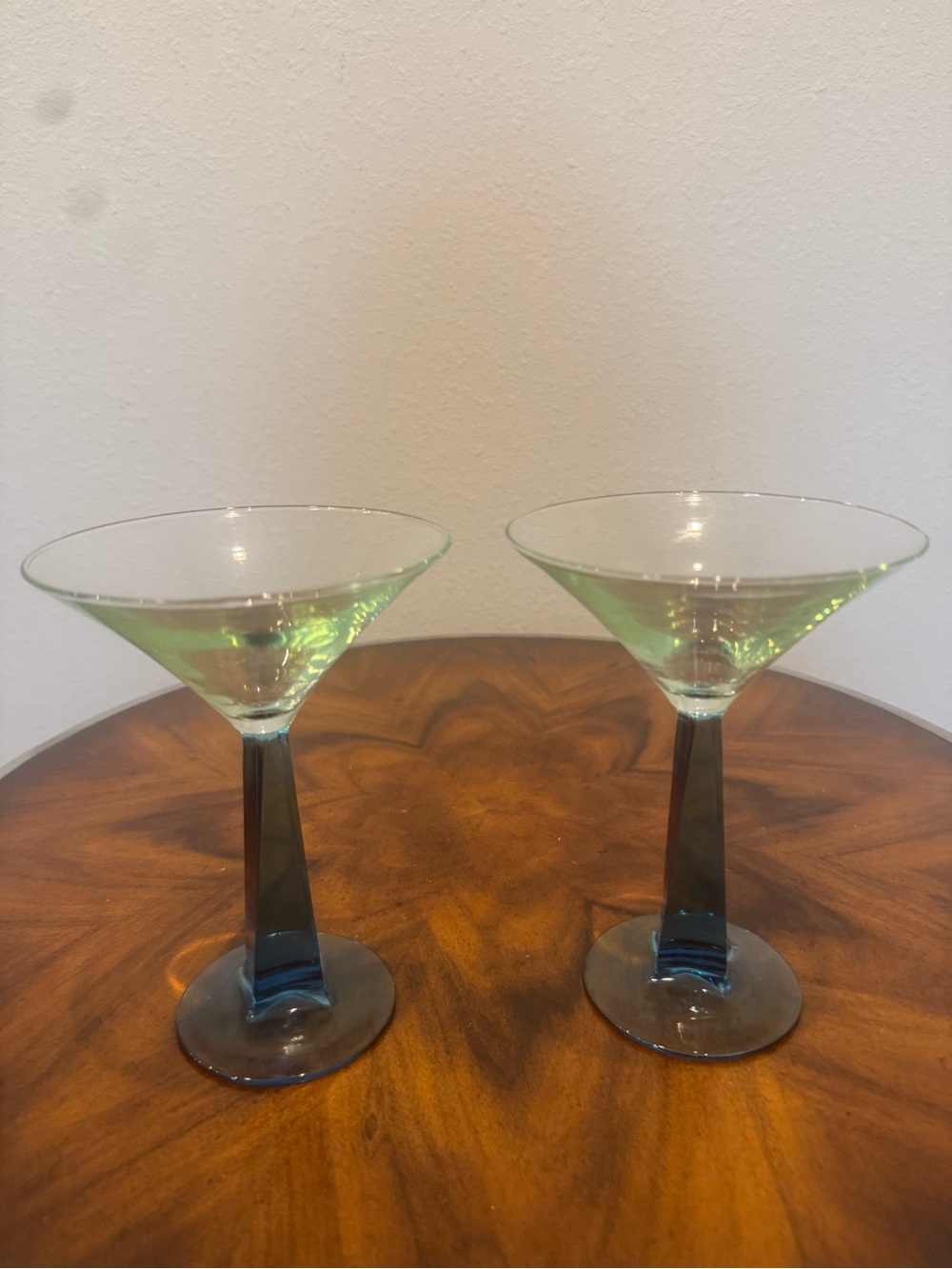 Bombay Sapphire Twisted  Blue  & Green Martini Coupes   Fantastic!!!